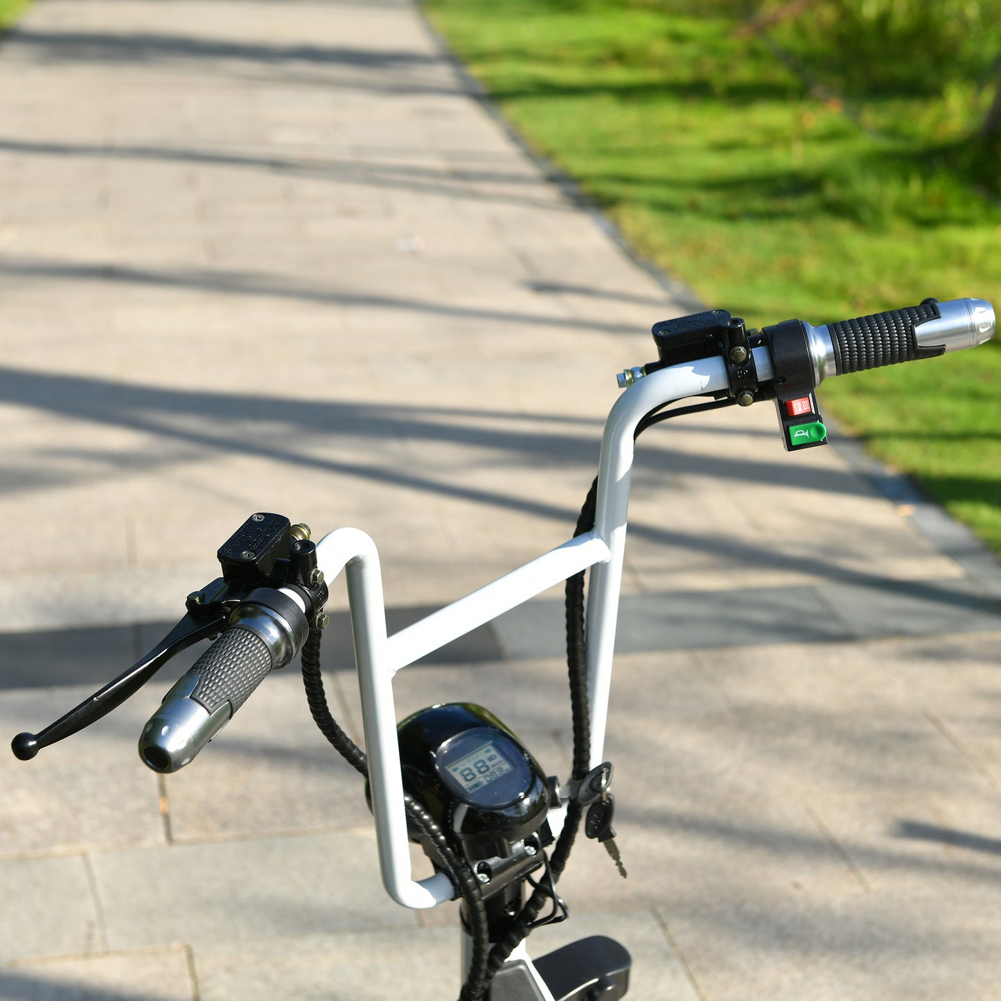Mini black and white Harley Fat Tire Electric Scooter