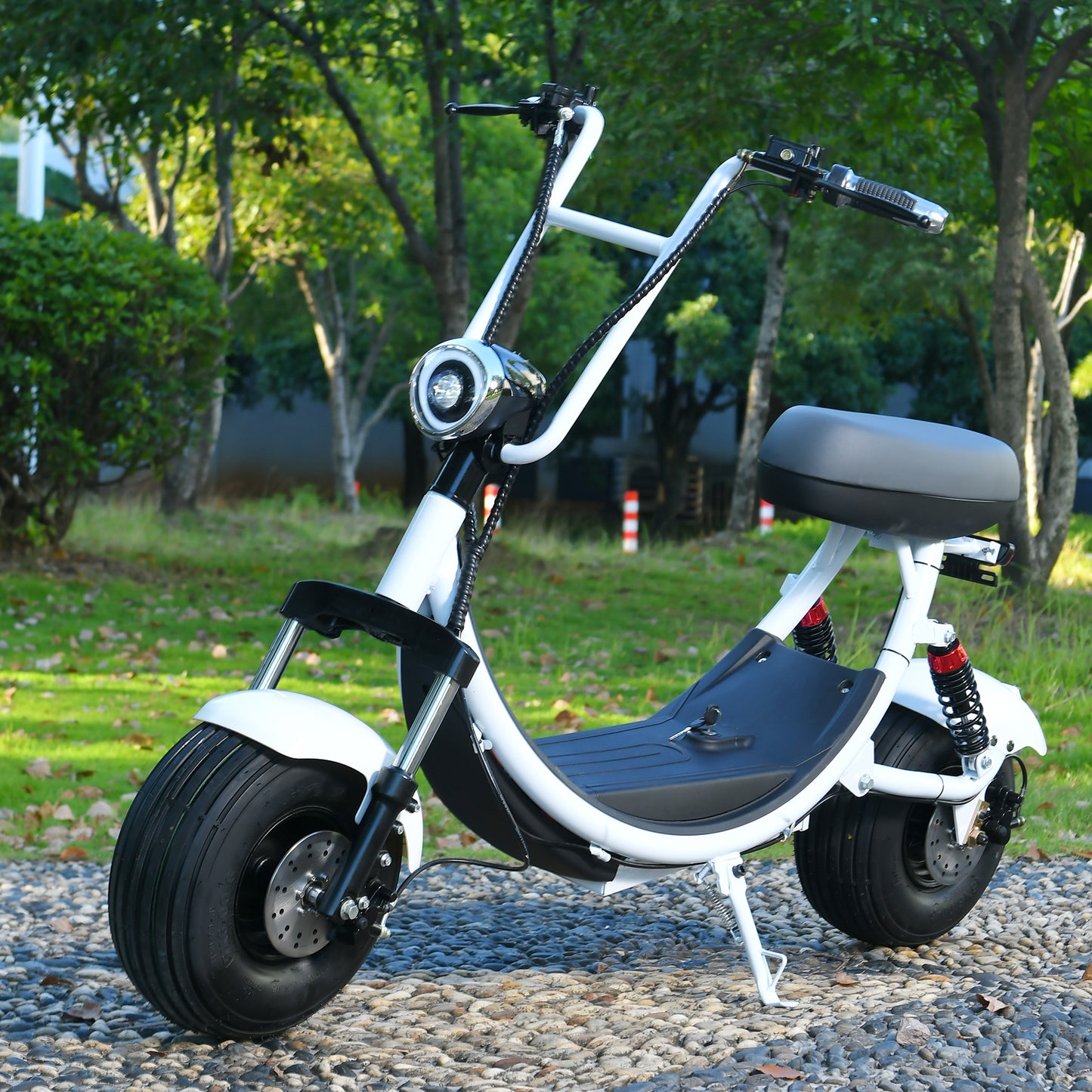 Mini black and white Harley Fat Tire Electric Scooter