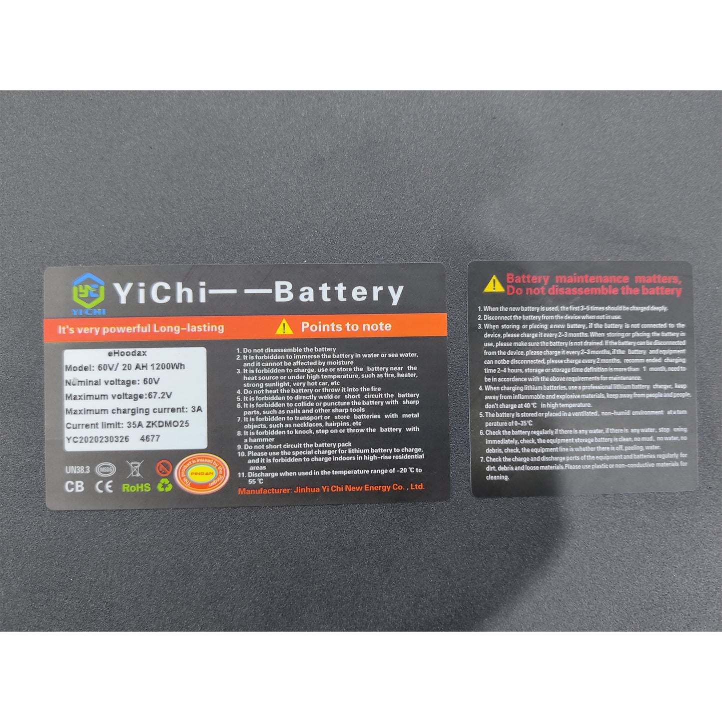 Scooter accessories 60V20AH lithium battery with charger