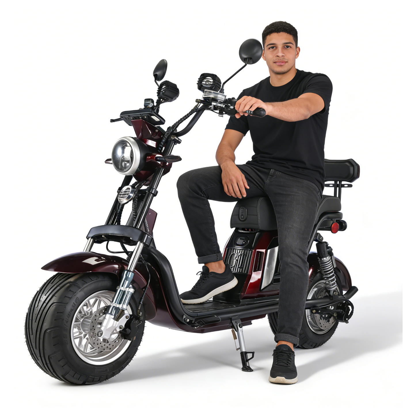 Motocicleta elétrica Harley com pneu largo de 18 polegadas 64V20AH bateria de lítio descartável