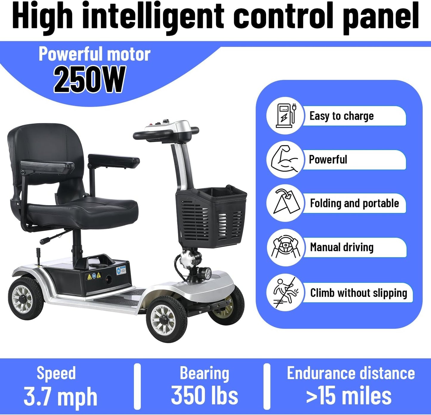 eHoodax 4 Wheel Electric Mobility Scooter for Adult