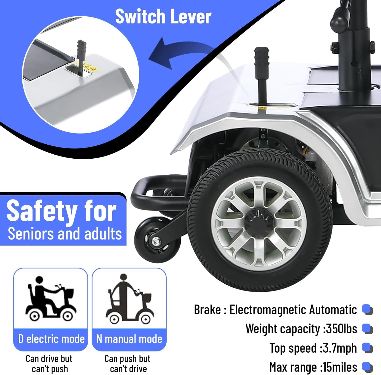 eHoodax 4 Wheel Electric Mobility Scooter for Adult