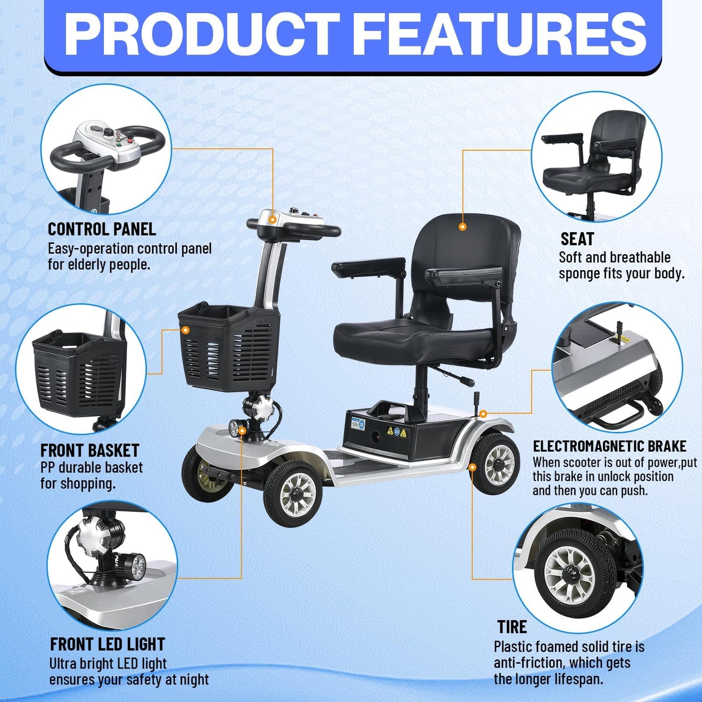 eHoodax 4 Wheel Electric Mobility Scooter for Adult